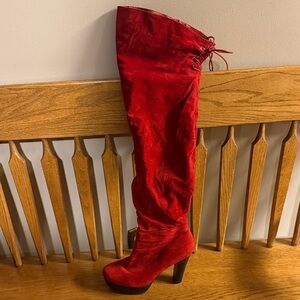 Red Over-the-Knee Women's Boots